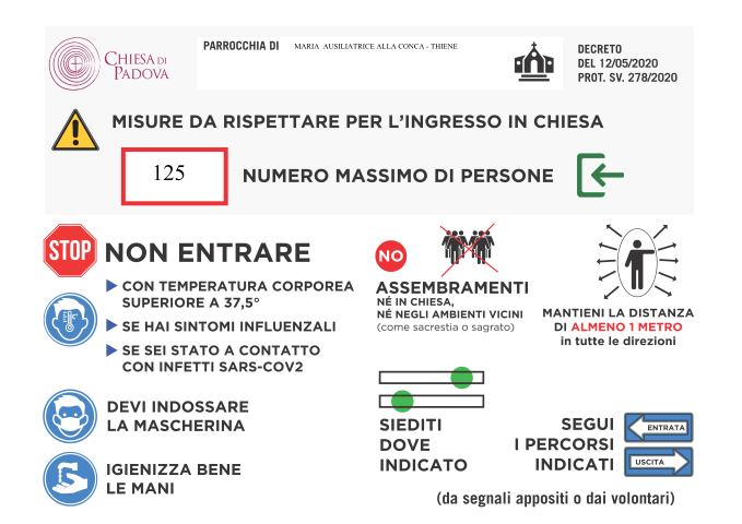 Misure da rispettare per l'ingresso in Chiesa